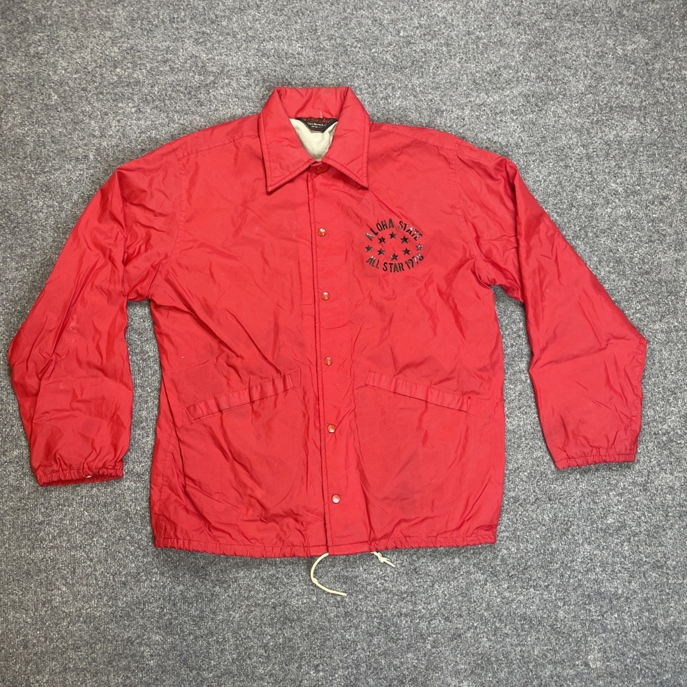 VTG Aloha State All Star 1978 Pla-Jac by Dunbrooke Red Snap Jacket USA Coat 40 M
